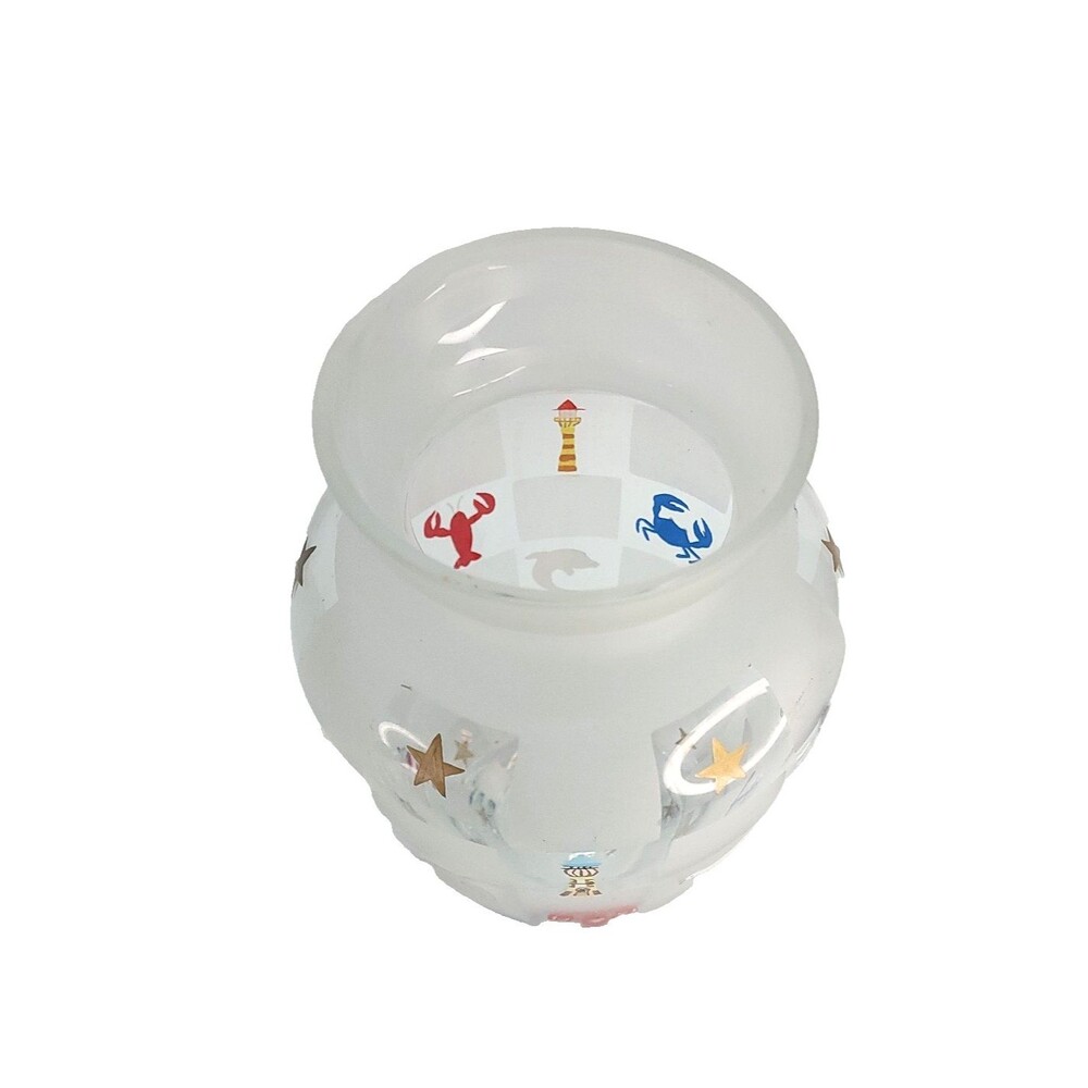 Lenox Lighthouse Splendor Glass Vase 8.5" Hand painted Nautical Beach Frosted - Picture 4 of 11